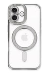 Mey İthalat®  iPhone 16 Plus Kılıf Joke Simli Magneticsafe Kılıf - Gümüş