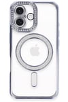 Mey İthalat®  iPhone 16 Plus Kılıf Joke Simli Magneticsafe Kılıf - Mavi