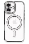 Mey İthalat®  iPhone 16 Plus Kılıf Joke Simli Magneticsafe Kılıf - Gri