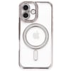 Mey İthalat®  iPhone 16 Plus Kılıf Joke Simli Magneticsafe Kılıf - Pembe