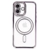 Mey İthalat®  iPhone 16 Plus Kılıf Joke Simli Magneticsafe Kılıf - Derin Mor