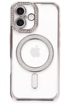 Mey İthalat®  iPhone 16 Plus Kılıf Joke Simli Magneticsafe Kılıf - Pembe
