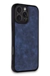 Mey İthalat®  iPhone 16 Pro Kılıf Aras Deri Kapak - Lacivert