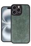 Mey İthalat®  iPhone 16 Pro Kılıf Aras Deri Kapak - Koyu Yeşil