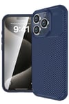 Mey İthalat®  iPhone 16 Pro Kılıf Auto Focus Karbon Kapak - Lacivert