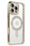 Mey İthalat®  iPhone 16 Pro Kılıf Joke Simli Magneticsafe Kılıf - Gold