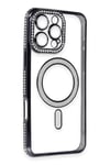 Mey İthalat®  iPhone 16 Pro Kılıf Joke Simli Magneticsafe Kılıf - Siyah