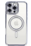 Mey İthalat®  iPhone 16 Pro Kılıf Joke Simli Magneticsafe Kılıf - Mavi