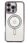 Mey İthalat®  iPhone 16 Pro Kılıf Joke Simli Magneticsafe Kılıf - Derin Mor