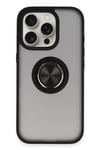 Mey İthalat®  iPhone 16 Pro Kılıf Montreal Yüzüklü Silikon Kapak - Siyah