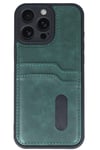 Mey İthalat®  iPhone 16 Pro Kılıf Sara Kartvizitli Deri Kılıf - Koyu Yeşil