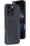 Mey İthalat®  iPhone 16 Pro Kılıf Sara Kartvizitli Deri Kılıf - Siyah