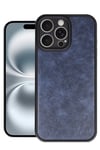 Mey İthalat®  iPhone 16 Pro Max Kılıf Aras Deri Kapak - Lacivert