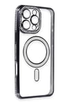 Mey İthalat®  iPhone 16 Pro Max Kılıf Joke Simli Magneticsafe Kılıf - Gri