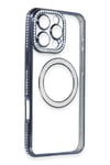 Mey İthalat®  iPhone 16 Pro Max Kılıf Joke Simli Magneticsafe Kılıf - Lacivert