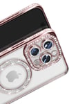 Mey İthalat®  iPhone 16 Pro Max Kılıf Joke Simli Magneticsafe Kılıf - Pembe