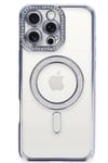 Mey İthalat®  iPhone 16 Pro Max Kılıf Joke Simli Magneticsafe Kılıf - Mavi
