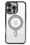 Mey İthalat®  iPhone 16 Pro Max Kılıf Joke Simli Magneticsafe Kılıf - Siyah