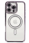 Mey İthalat®  iPhone 16 Pro Max Kılıf Joke Simli Magneticsafe Kılıf - Derin Mor