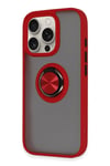 Mey İthalat®  iPhone 16 Pro Max Kılıf Montreal Yüzüklü Silikon Kapak - Kırmızı