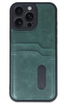 Mey İthalat®  iPhone 16 Pro Max Kılıf Sara Kartvizitli Deri Kılıf - Koyu Yeşil