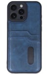 Mey İthalat®  iPhone 16 Pro Max Kılıf Sara Kartvizitli Deri Kılıf - Lacivert