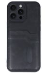 Mey İthalat®  iPhone 16 Pro Max Kılıf Sara Kartvizitli Deri Kılıf - Siyah