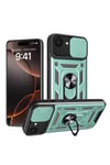 Mey İthalat®  iPhone 16E Kılıf Pars Lens Yüzüklü Silikon - Yeşil