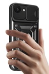 Mey İthalat®  iPhone 16E Kılıf Pars Lens Yüzüklü Silikon - Lacivert