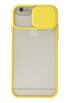Mey İthalat®  iPhone 6 Kılıf Palm Buzlu Kamera Sürgülü Silikon - Sarı