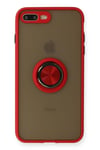 Mey İthalat®  iPhone 7 Plus Kılıf Montreal Yüzüklü Silikon Kapak - Kırmızı