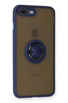 Mey İthalat®  iPhone 7 Plus Kılıf Montreal Yüzüklü Silikon Kapak - Lacivert