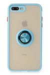Mey İthalat®  iPhone 7 Plus Kılıf Montreal Yüzüklü Silikon Kapak - Buz Mavi