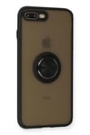 Mey İthalat®  iPhone 7 Plus Kılıf Montreal Yüzüklü Silikon Kapak - Siyah