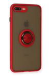 Mey İthalat®  iPhone 7 Plus Kılıf Montreal Yüzüklü Silikon Kapak - Kırmızı