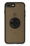 Mey İthalat®  iPhone 7 Plus Kılıf Montreal Yüzüklü Silikon Kapak - Siyah