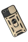 Mey İthalat®  iPhone 7 Plus Kılıf Pars Lens Yüzüklü Silikon - Gold