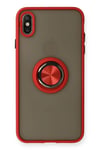 Mey İthalat®  iPhone X Kılıf Montreal Yüzüklü Silikon Kapak - Kırmızı