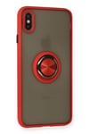 Mey İthalat®  iPhone X Kılıf Montreal Yüzüklü Silikon Kapak - Kırmızı