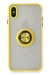 Mey İthalat®  iPhone X Kılıf Montreal Yüzüklü Silikon Kapak - Sarı