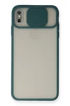 Mey İthalat®  iPhone X Kılıf Palm Buzlu Kamera Sürgülü Silikon - Yeşil