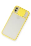 Mey İthalat®  iPhone X Kılıf Palm Buzlu Kamera Sürgülü Silikon - Sarı