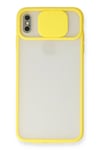 Mey İthalat®  iPhone X Kılıf Palm Buzlu Kamera Sürgülü Silikon - Sarı