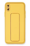 Mey İthalat®  iPhone XS Max Kılıf Coco Deri Standlı Kapak - Sarı