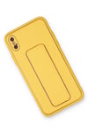 Mey İthalat®  iPhone XS Max Kılıf Coco Deri Standlı Kapak - Sarı