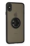 Mey İthalat®  iPhone XS Max Kılıf Montreal Yüzüklü Silikon Kapak - Siyah