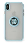 Mey İthalat®  iPhone XS Max Kılıf Montreal Yüzüklü Silikon Kapak - Buz Mavi