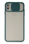 Mey İthalat®  iPhone XS Max Kılıf Palm Buzlu Kamera Sürgülü Silikon - Yeşil