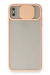 Mey İthalat®  iPhone XS Max Kılıf Palm Buzlu Kamera Sürgülü Silikon - Pembe