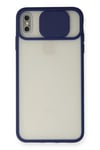 Mey İthalat®  iPhone XS Max Kılıf Palm Buzlu Kamera Sürgülü Silikon - Lacivert